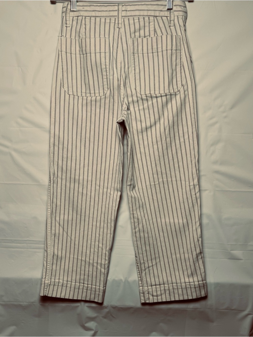 Madewell Women’s Cream Wide-Leg Crop Pants with Black Pinstripes, Sz 27. NWOT - Picture 3 of 15